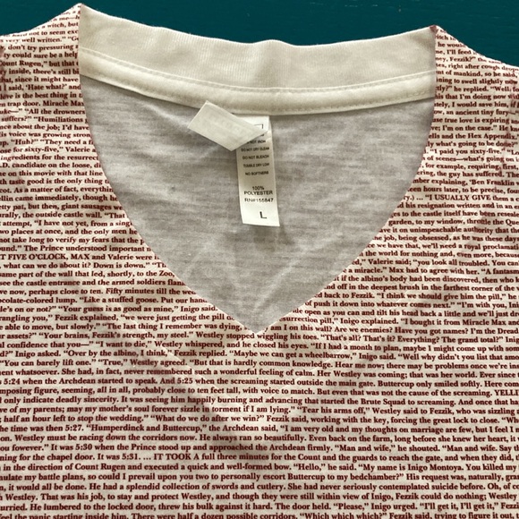 T-shirt. PRINCESS BRIDE transcript T-shirt (never worn),movie lyrics - Picture 1 of 12